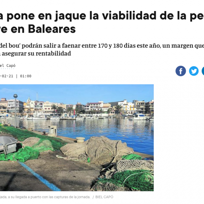 Europa pone en jaque la viabilidad de la pesca de arrastre en Baleares
