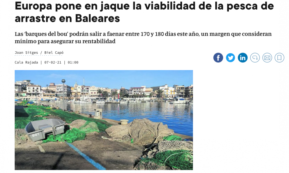 Europa pone en jaque la viabilidad de la pesca de arrastre en Baleares